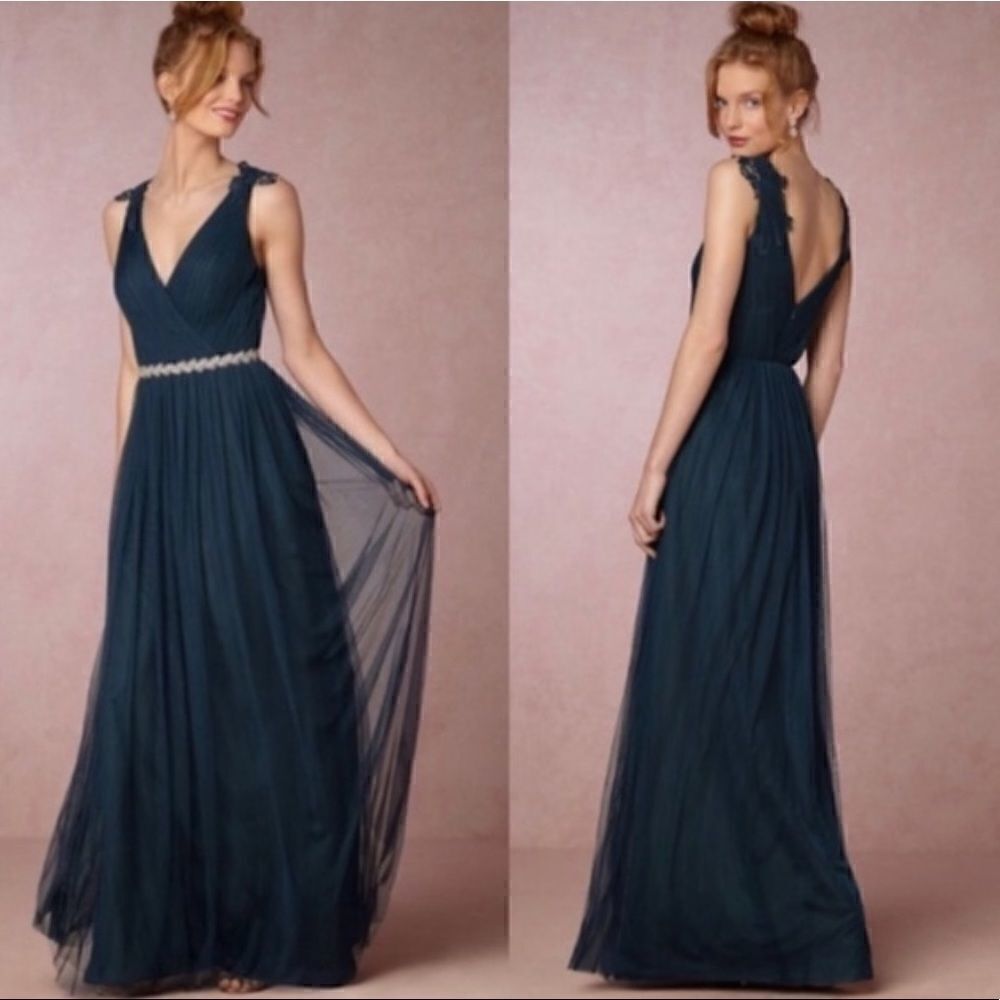 BHLDN Watters & Watters Navy Blue Pippa Dress